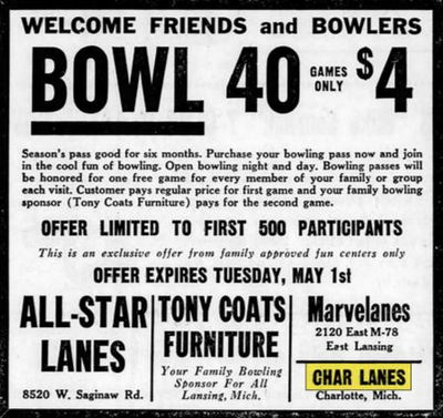 Char Lanes - Apr 1962 Ad Mentioning A Few Lanes